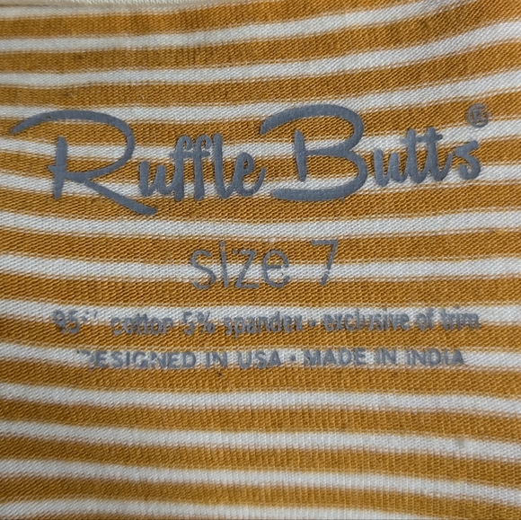 Ruffle Butts Yellow White Striped Short Sleeve Dress 7 - Picture 6 of 6